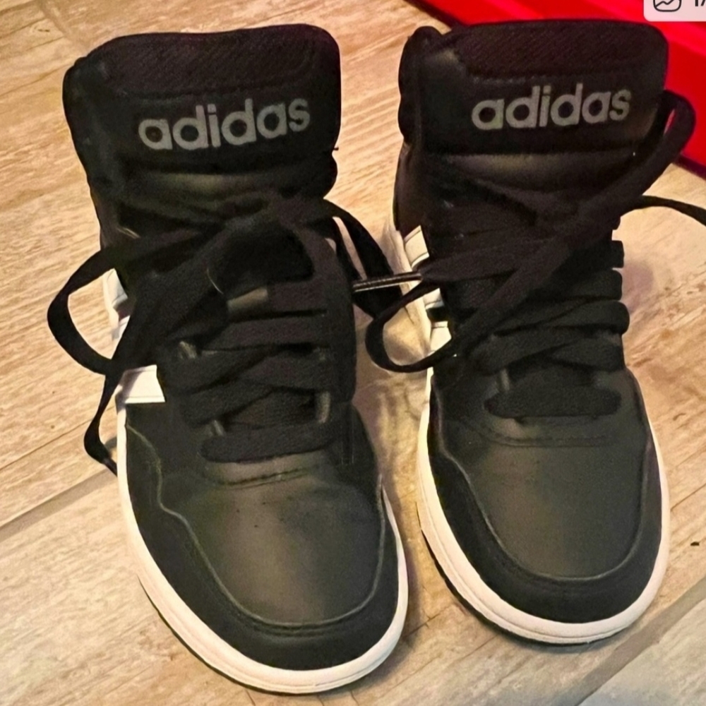 Adidas Kids Black and White High-Top Sneakers